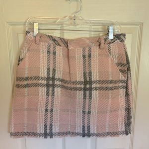 Paper Crane Pink Gray Wool Blend Mini Skirt NWT large